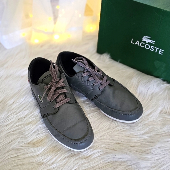 Lacoste Dreyfus AP Men's Sport Casual Leather Boat SHOES Gray Size USA 11 - Picture 2 of 5